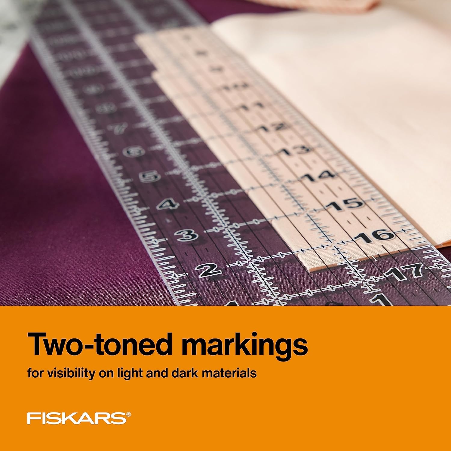 Fiskars 3-Piece Ruler & Connector Set, 6.5″x6.5″ and 6.5″x24.5″ Rulers, Precision Measuring Tool for Arts & Crafts, Easy Alignment & Cutting(3″ x 18″)