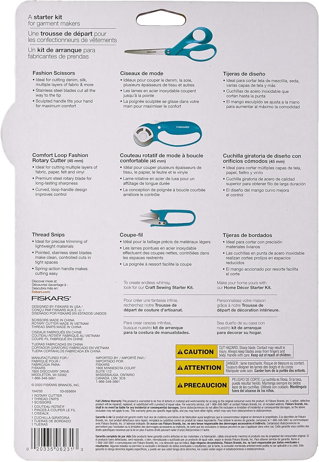 Fiskars Garment Making Starter Kit (3pc), Turquoise 3 Count