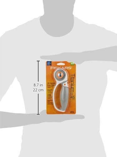 Fiskars 45mm Curved Stick Titanium Rotary Cutter for Fabric & Sewing(Grey and white)