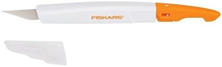 Fiskars Easy Change Medium Duty Precision Craft Knife Cutting and Carving Set, Softgrip and Ideal for Precise Cutting, Includes 12 blades, Orange/White(Easy Change Knife – #11 Blade)