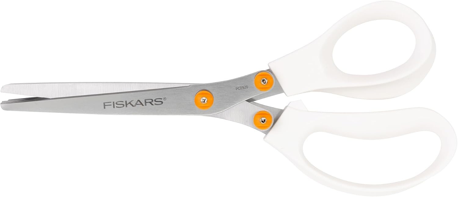 Fiskars Fringe Scissors – White and Orange Stainless Steel Blades for Crafting Gift Wrapping and Paper Projects Comfortable Handles