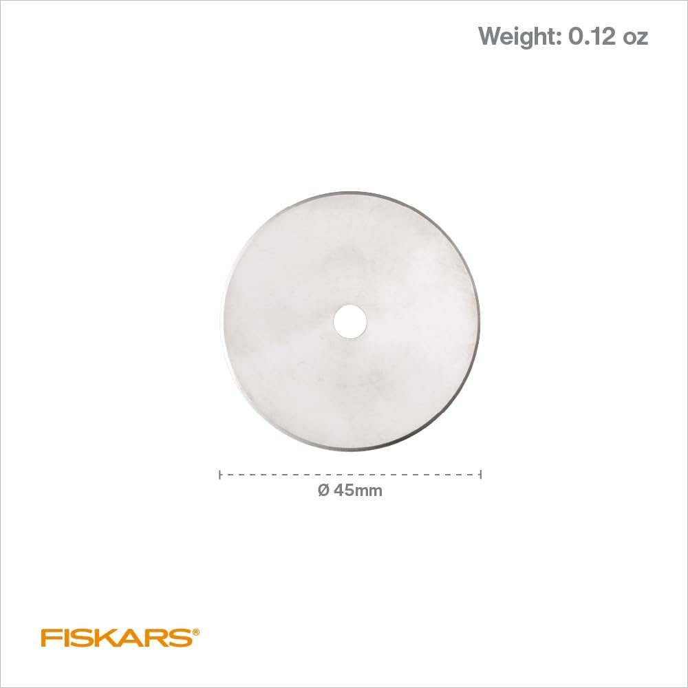 Fiskars 45mm Rotary Blade 2-Pack, Replacement Blades for Rotary Cutters, Precision Cutting for Quilting and Sewing(2 Pack – Titanium)