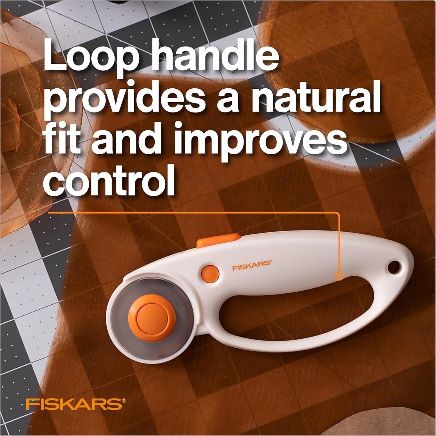 Fiskars Loop Rotary Cutter, Explore Collection Ultra Lilac, Precision-Ground Steel Blade for Fabric, Felt and Vinyl, 45mm(Standard)