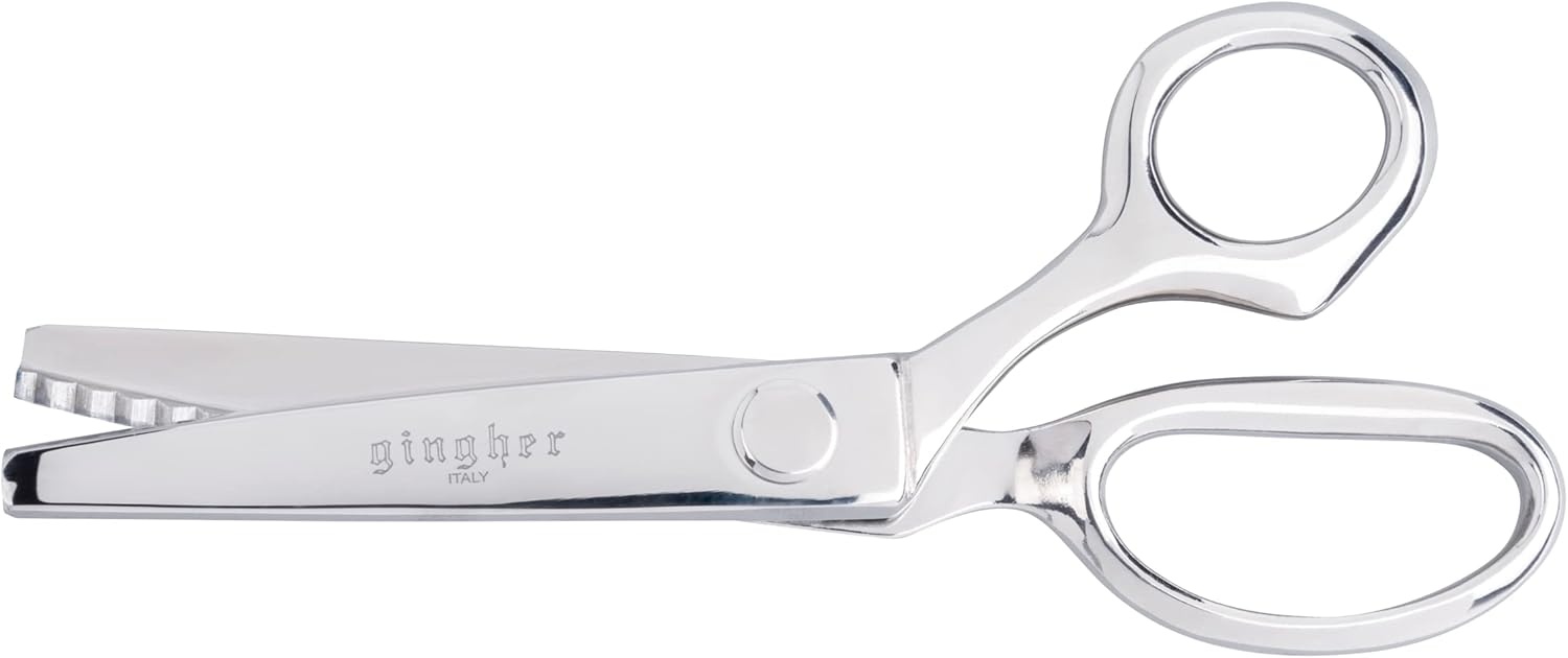 Gingher 7.5″ Pinking Shears Scissors, Zigzag Blades for Ravel-Resistant Decorative Edges, Sawtooth Blades to Reduce Fraying for Fabric Cutting and Embroidery, Stainless Steel Chrome-over-Nickel Finish(Silver)