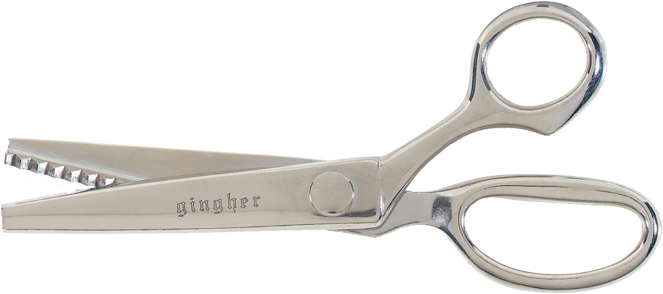 Gingher 7.5″ Pinking Shears Scissors, Zigzag Blades for Ravel-Resistant Decorative Edges, Sawtooth Blades to Reduce Fraying for Fabric Cutting and Embroidery, Stainless Steel Chrome-over-Nickel Finish(Silver)