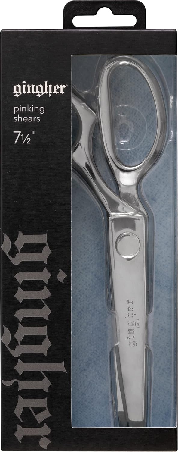 Gingher 7.5″ Pinking Shears Scissors, Zigzag Blades for Ravel-Resistant Decorative Edges, Sawtooth Blades to Reduce Fraying for Fabric Cutting and Embroidery, Stainless Steel Chrome-over-Nickel Finish(Silver)