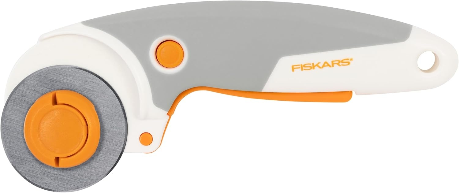 Fiskars 45mm Curved Stick Titanium Rotary Cutter for Fabric & Sewing(Easy Change)