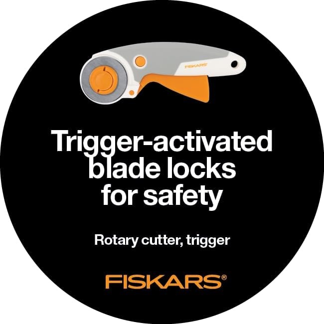 Fiskars 45mm Curved Stick Titanium Rotary Cutter for Fabric & Sewing(Easy Change)