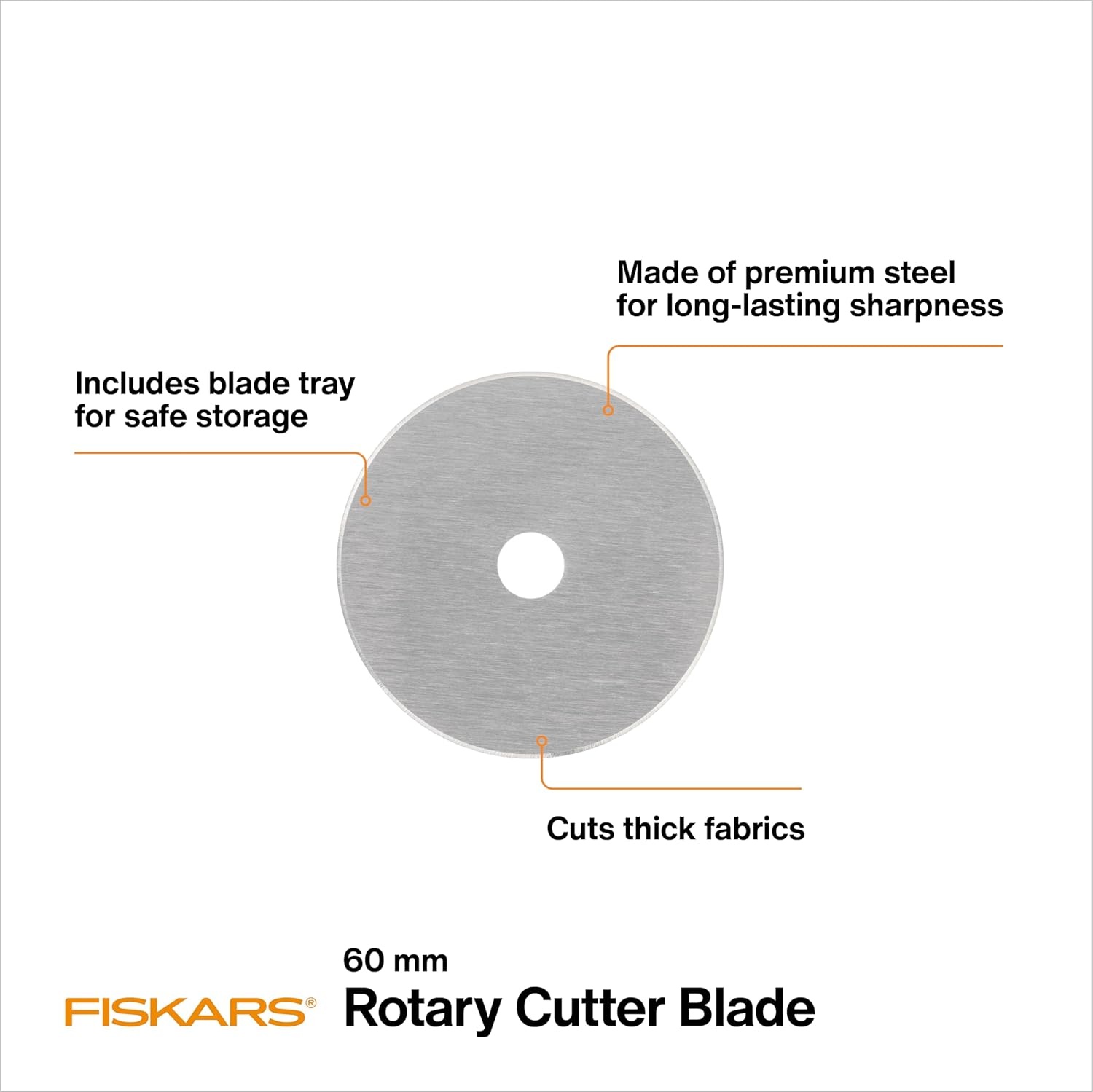 Fiskars Rotary Blades, 60mm 2 Pack, Grey