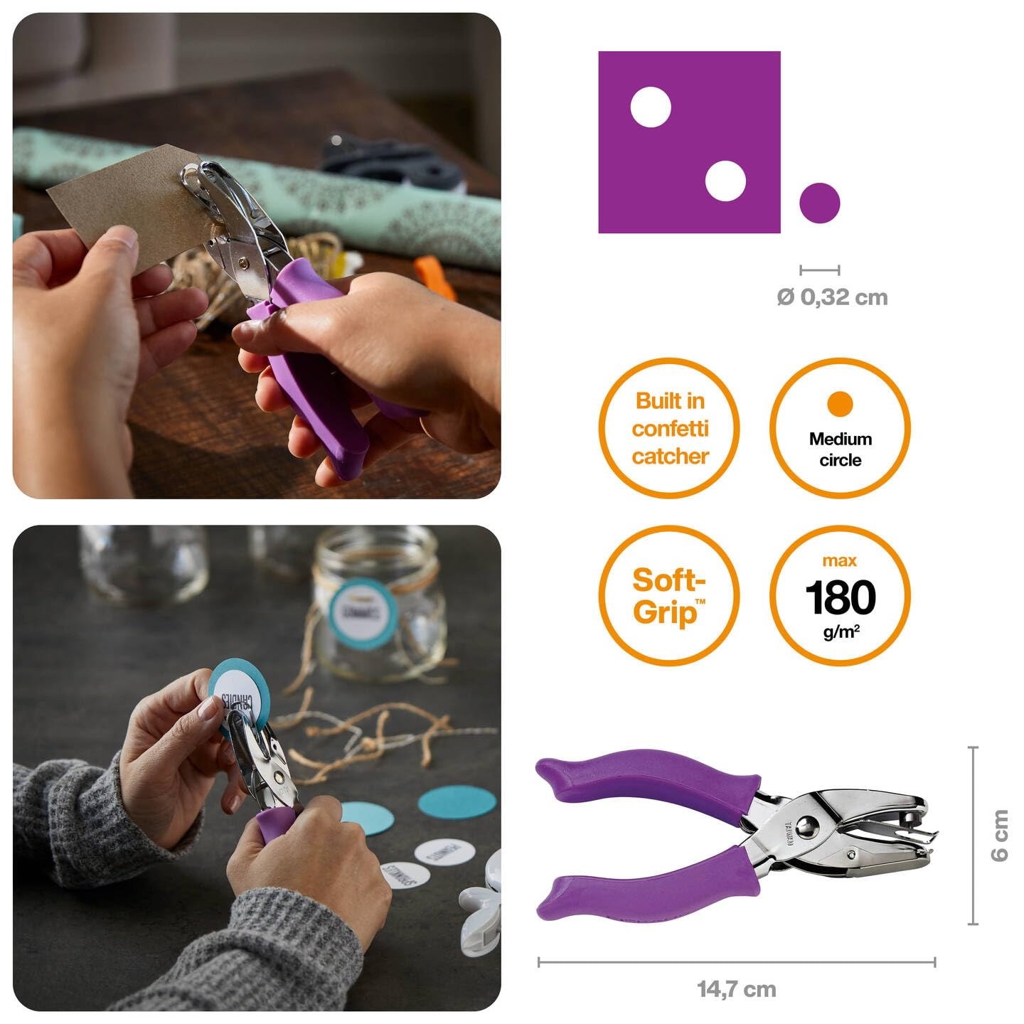 Fiskars 1/16 Inch Hand Punch, Circle, Purple(1/8 in Circle)