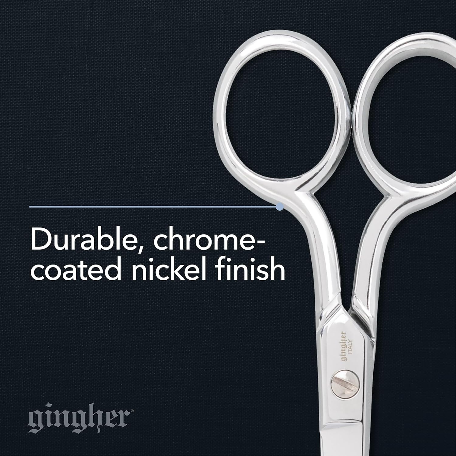 Gingher 4″ Embroidery Scissors, Precision Craft Scissors, Hand-Tuned Blades & Double Loop Handle, Chrome Plated Nickel Finish(4″ Embroidery)