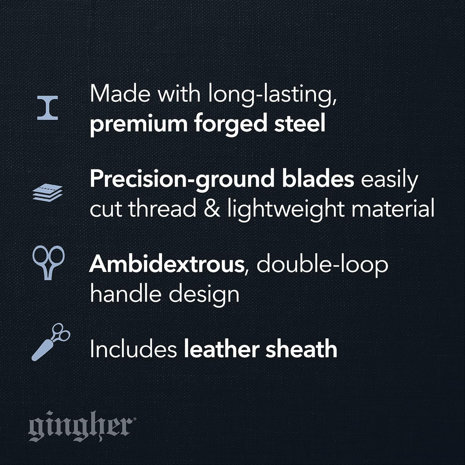 Gingher 4″ Embroidery Scissors, Precision Craft Scissors, Hand-Tuned Blades & Double Loop Handle, Chrome Plated Nickel Finish(4″ Embroidery)