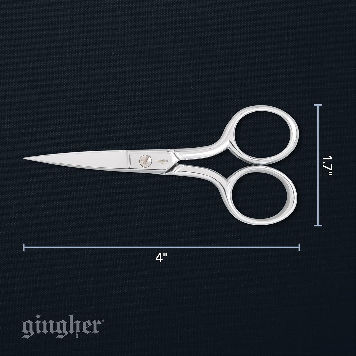 Gingher 4″ Embroidery Scissors, Precision Craft Scissors, Hand-Tuned Blades & Double Loop Handle, Chrome Plated Nickel Finish(4″ Embroidery)