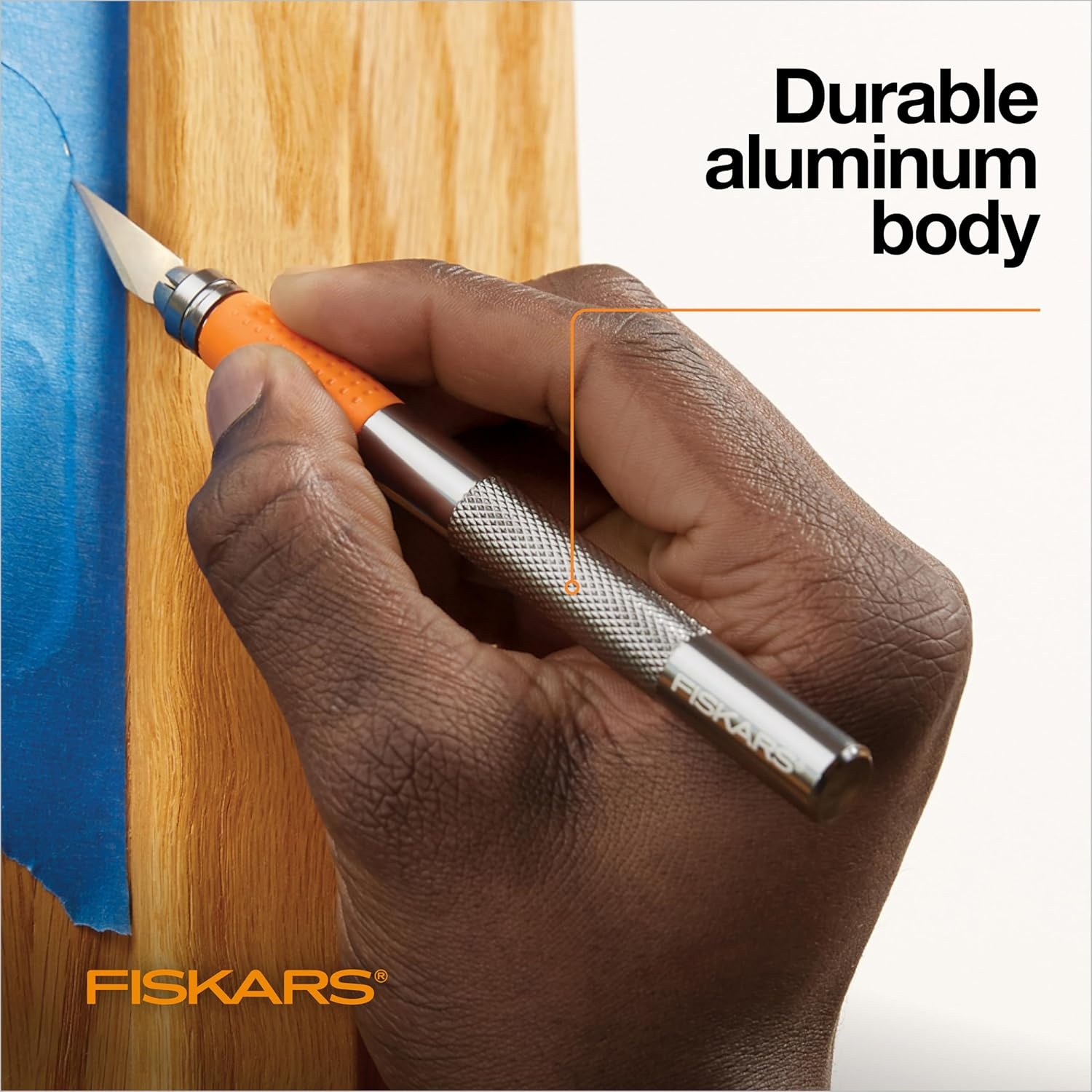 Fiskars Detail Craft Knife, Exacto Hobby Knife for Crafting, Arts, Modeling, Scrapbooking Supplies for Adults, Durable Aluminum Body, Included with Protective Cover, 6.21″, Orange(8 inches)