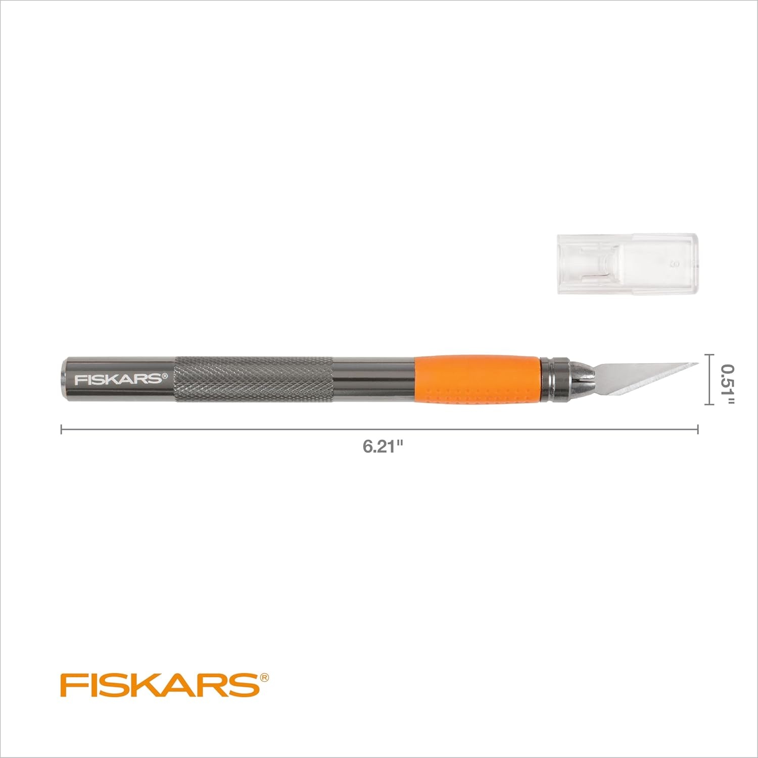 Fiskars Detail Craft Knife, Exacto Hobby Knife for Crafting, Arts, Modeling, Scrapbooking Supplies for Adults, Durable Aluminum Body, Included with Protective Cover, 6.21″, Orange(8 inches)