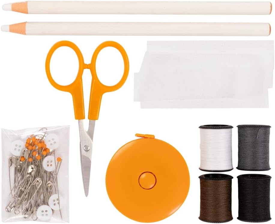 Fiskars Sewing Kit with Scissors, Measuring Tape, Pins, Thread and More, 62-Piece Sewing Set with Case, Craft Supplies, Clear(Compact)