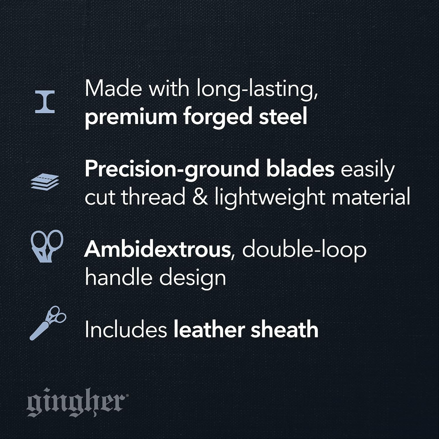 Gingher Stork Embroidery Scissors and Leather Sheath – 3.5″ Craft Scissors for Fabric, Thread, and Needlework Yarn Cutting – Gold