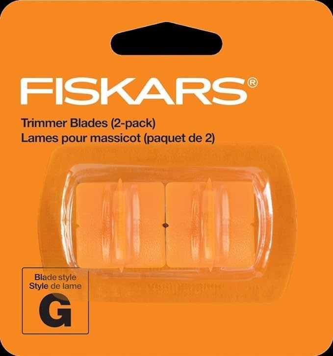 Fiskars Trimmer Replacement Blades, Precision-Ground Steel for Clean Cuts, Refill Carriage for 9″ & 12″ Personal Trimmers, Two Pack, Orange(2-Pack)
