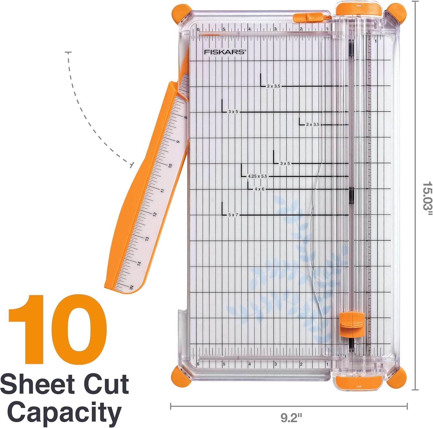 Fiskars Precision Paper Trimmer, Easy, Safe and Accurate for Crafts, Gifts, Cards, Photos, Always Cuts Straight, Swing-Out Arm Extends Measurements, Lightweight and Portable Sharp Paper Cutter(SureCut Deluxe)