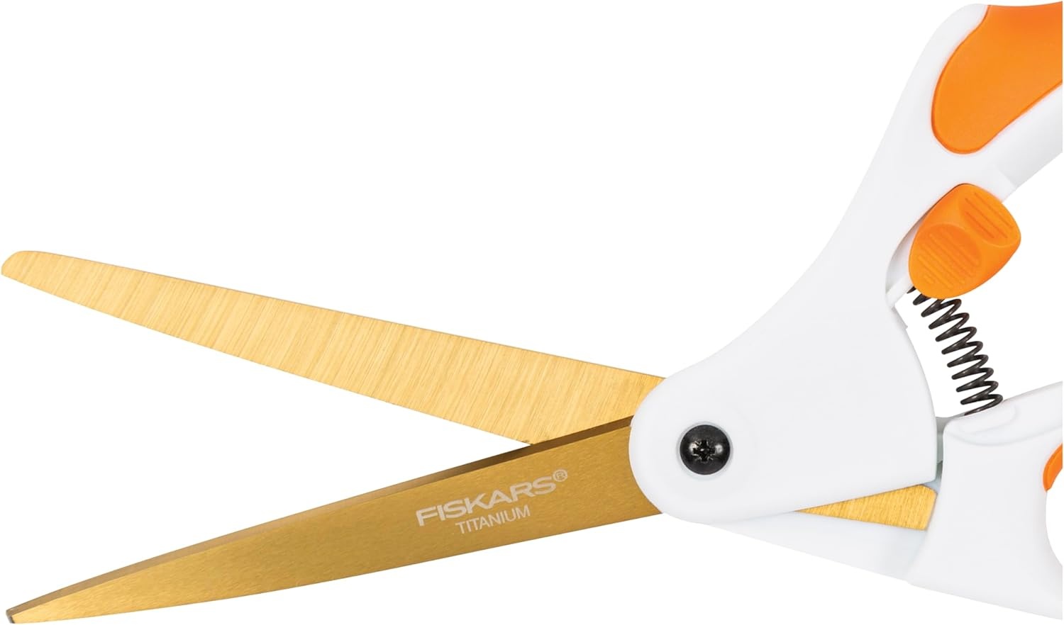 Fiskars Easy Action 8″ Titanium Scissors – Stainless Steel Fabric and Mixed Media Scissors – Arts and Crafts – Orange/White