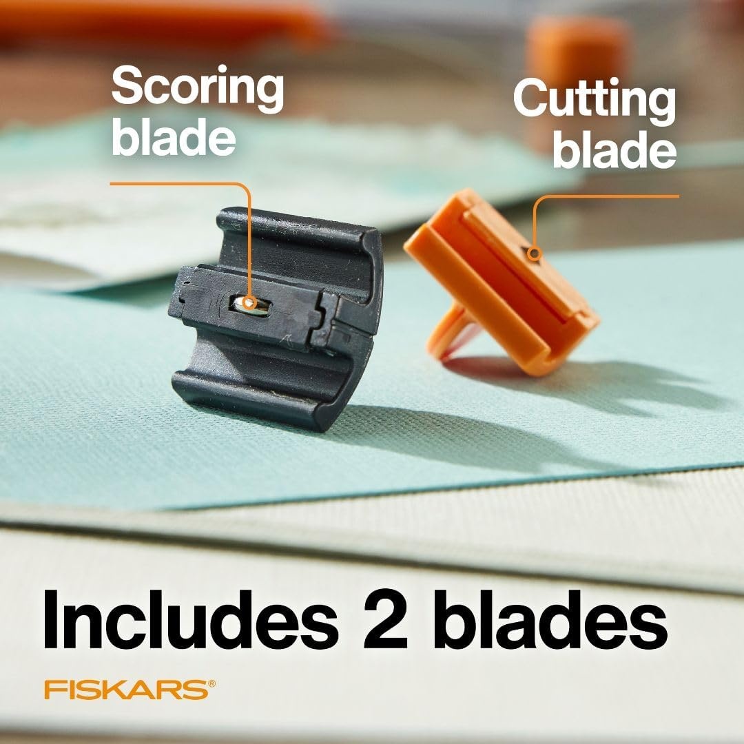 Fiskars Trimmer Replacement Blades, Precision-Ground Steel for Clean Cuts, Refill Carriage for 9″ & 12″ Personal Trimmers, Two Pack, Orange(2 Pack)
