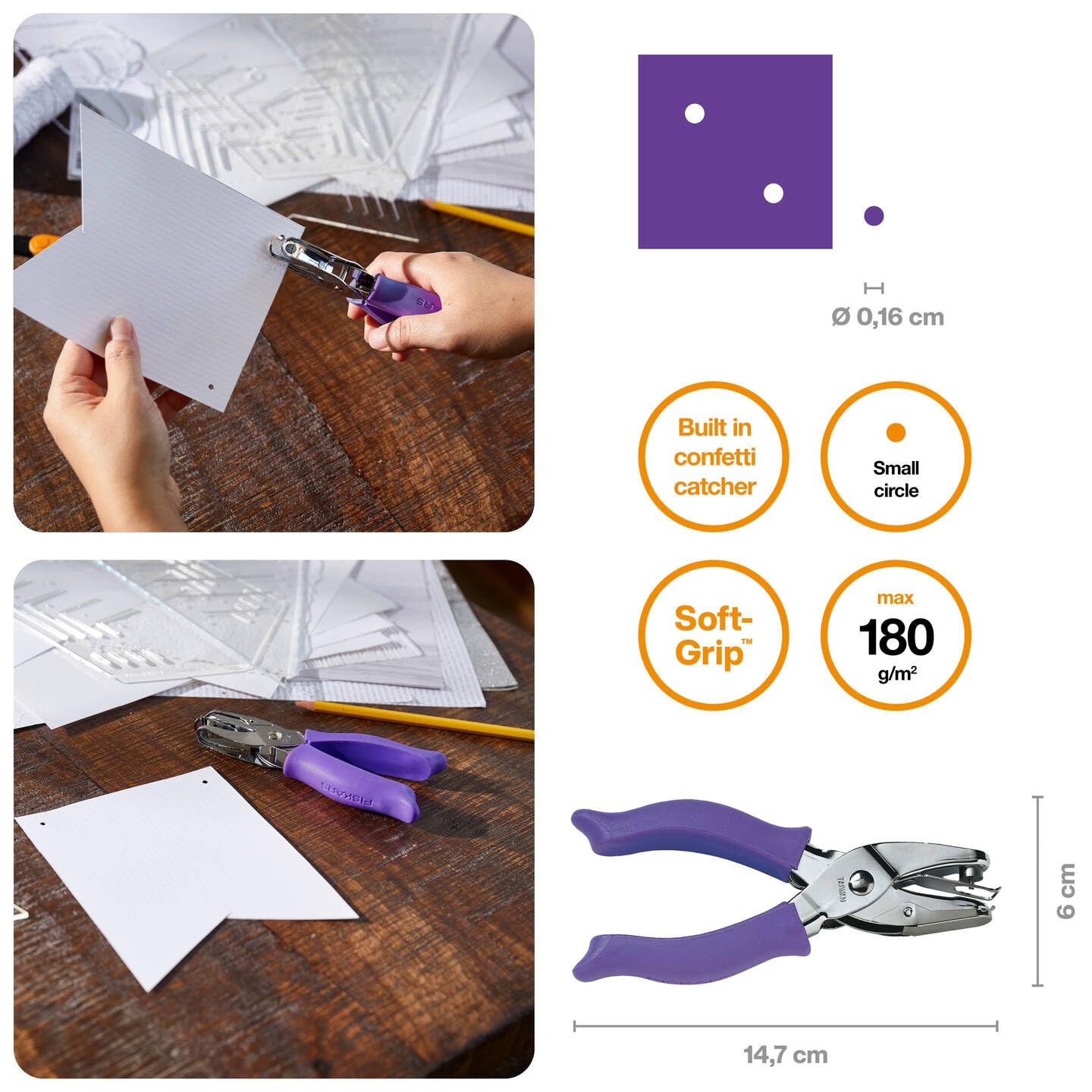 Fiskars 1/16 Inch Hand Punch, Circle, Purple(1/16 in Circle)