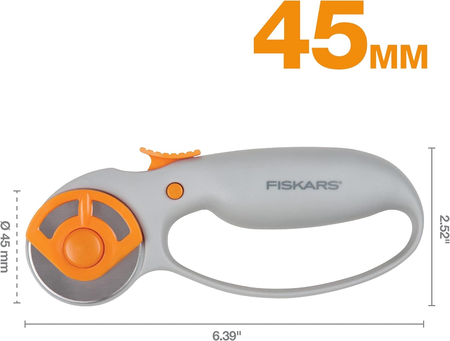 Fiskars Classic 45mm Loop Rotary Cutter for Fabric and Paper – 45mm – Rotary Cutter for Sewing, Arts and Crafts with Comfort Handle – Grey and Orange [packing may slightly vary]