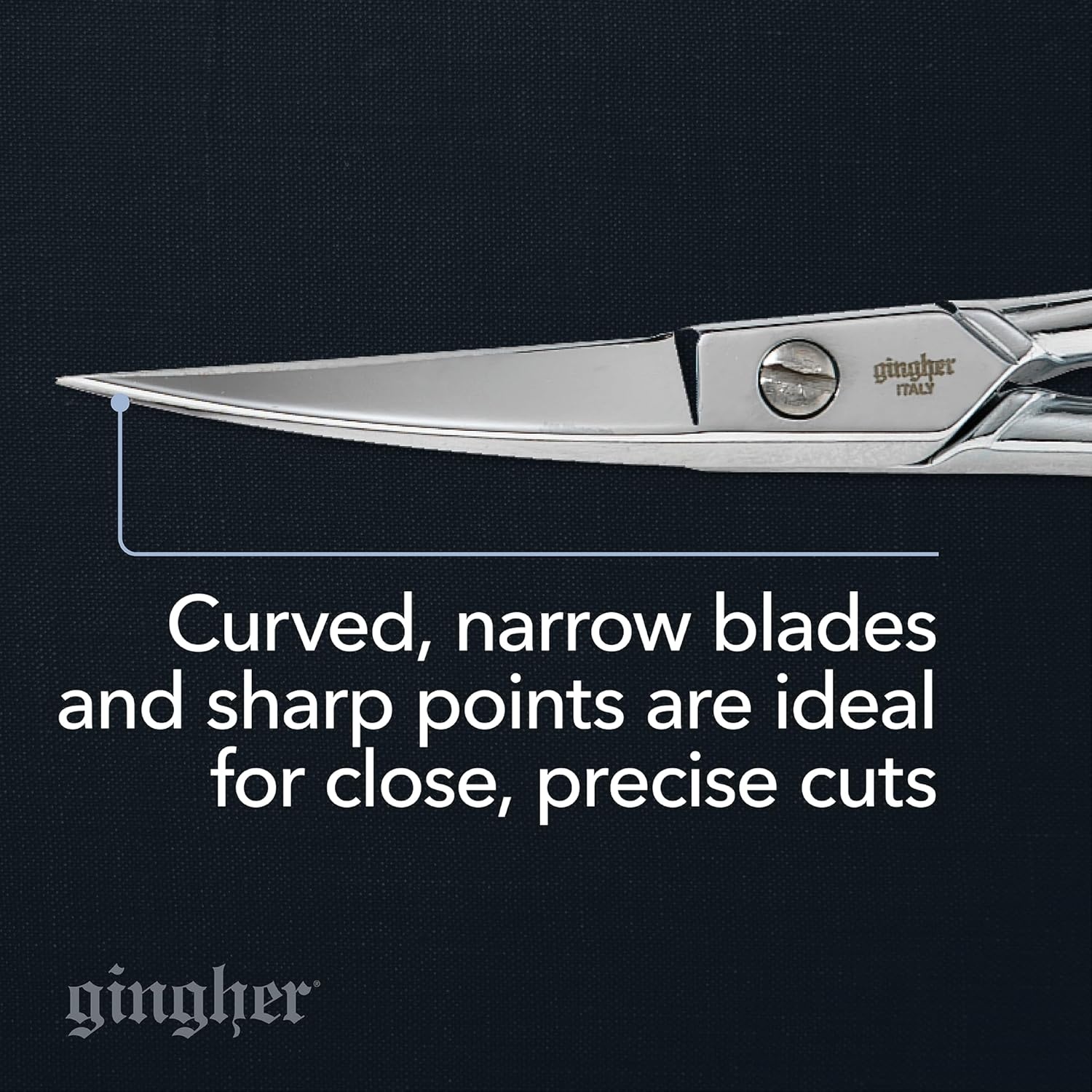 Gingher 4″ Embroidery Scissors, Precision Craft Scissors, Hand-Tuned Blades & Double Loop Handle, Chrome Plated Nickel Finish(4″ Curved Scissors)