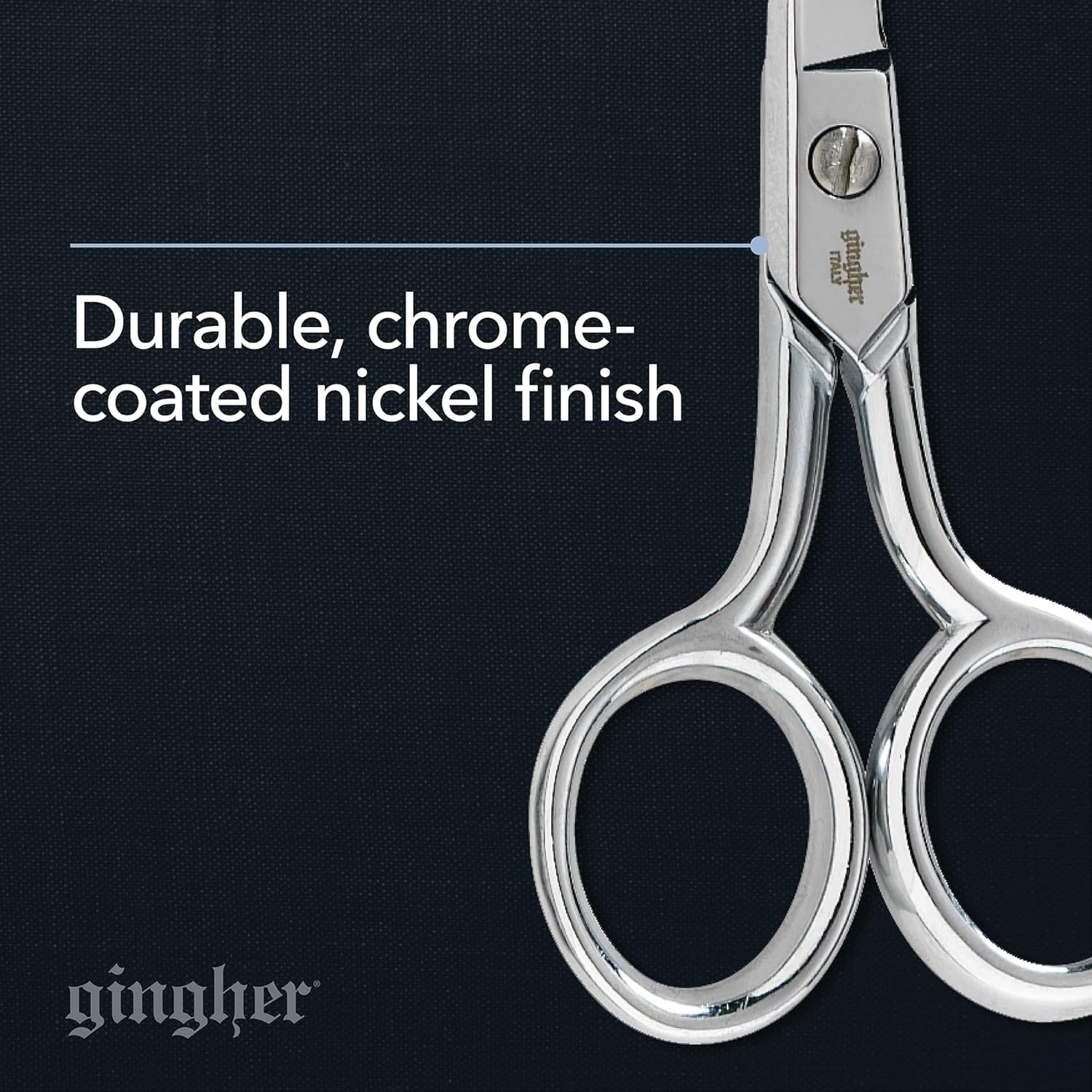 Gingher 4″ Embroidery Scissors, Precision Craft Scissors, Hand-Tuned Blades & Double Loop Handle, Chrome Plated Nickel Finish(4″ Curved Scissors)