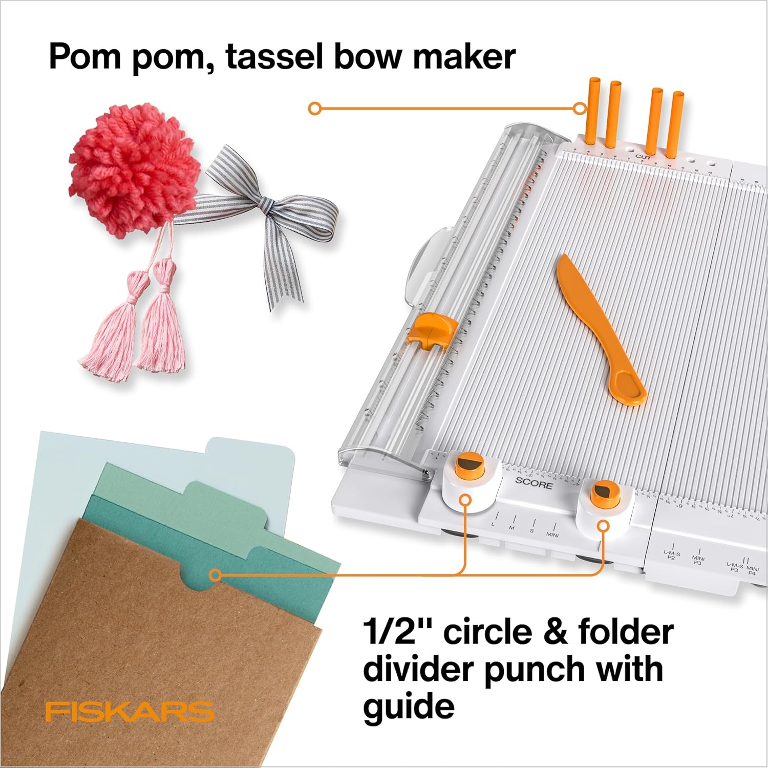 Fiskars 12″ Trim & Score Board, TripleTrack System, Integrated Scoring Surface, Folding Design for Crafting and Travel(All-In-One)