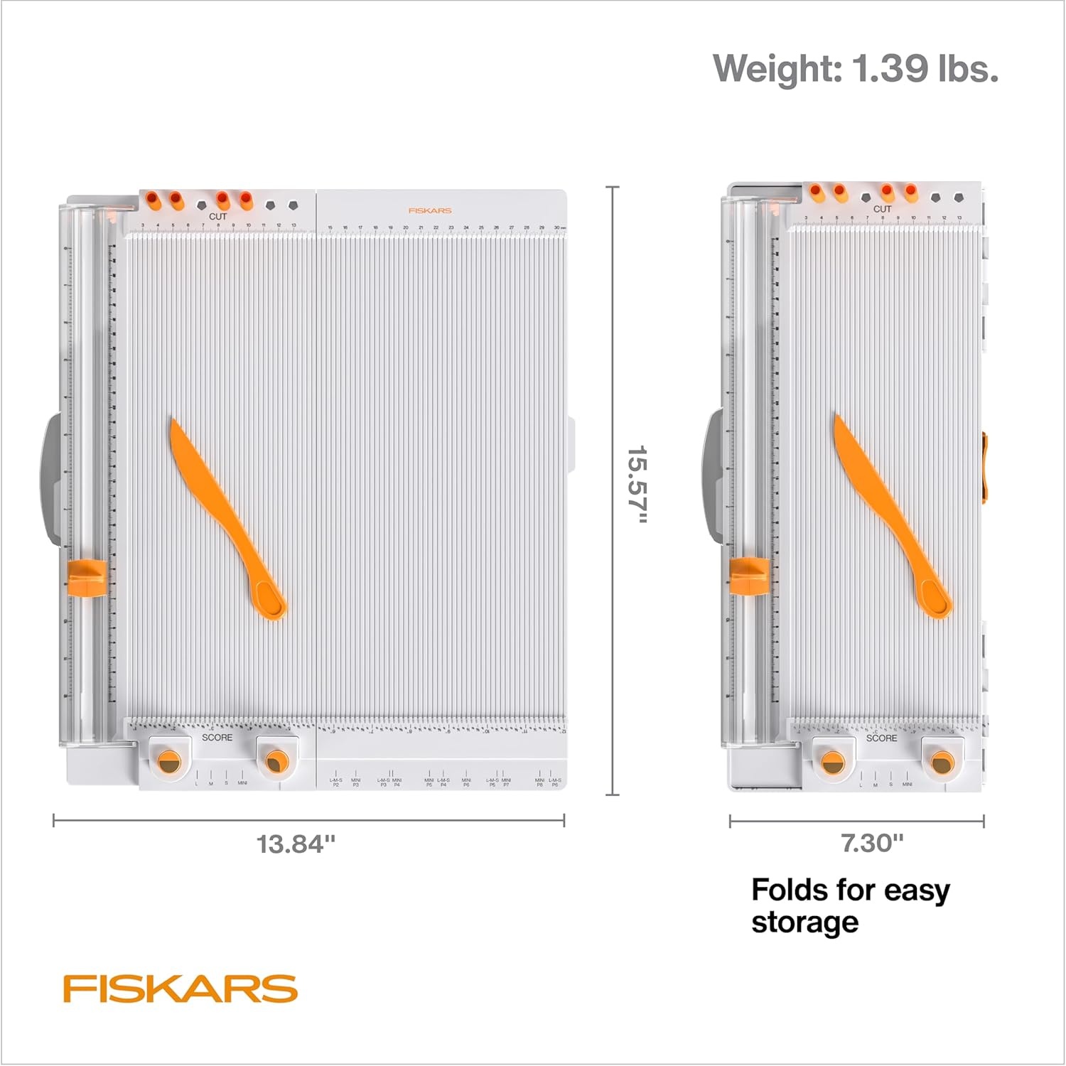 Fiskars 12″ Trim & Score Board, TripleTrack System, Integrated Scoring Surface, Folding Design for Crafting and Travel(All-In-One)