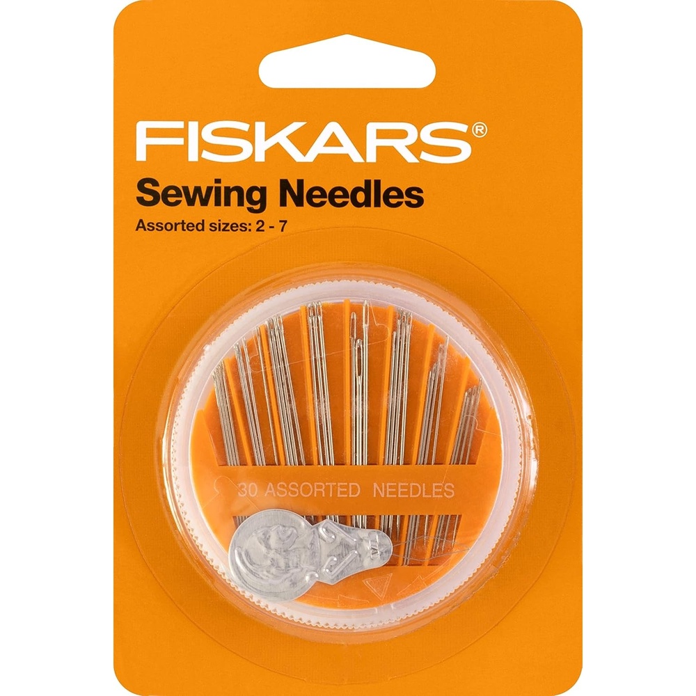 Fiskars Sewing Needle Set and Needle Threader – 30 Assorted Needles with a Convenient and Safe Storage Container
