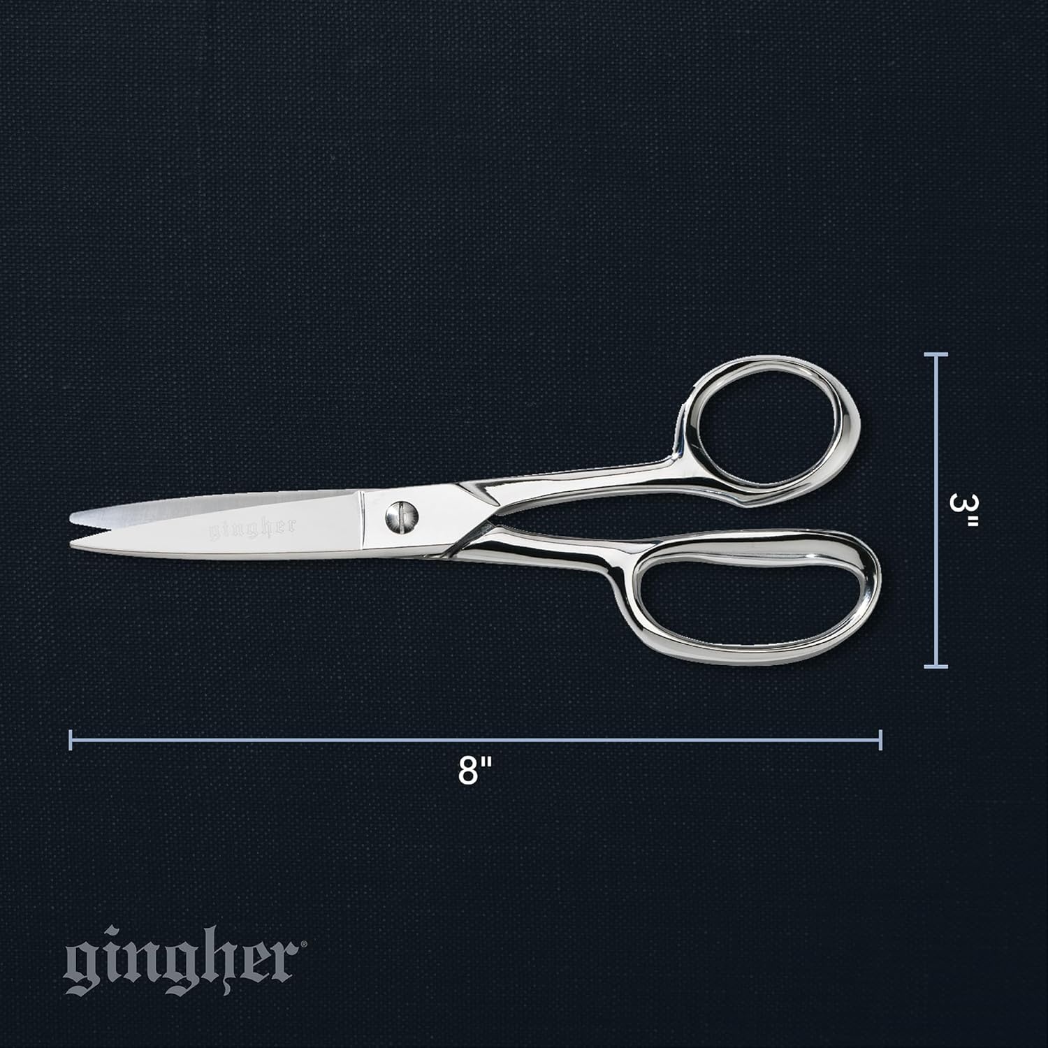 Gingher Utility Shears with Protective Sheath – 8″ Stainless Steel Fabric Scissors – Blunt-Tip Knife Edge Fabric Shears – Silver
