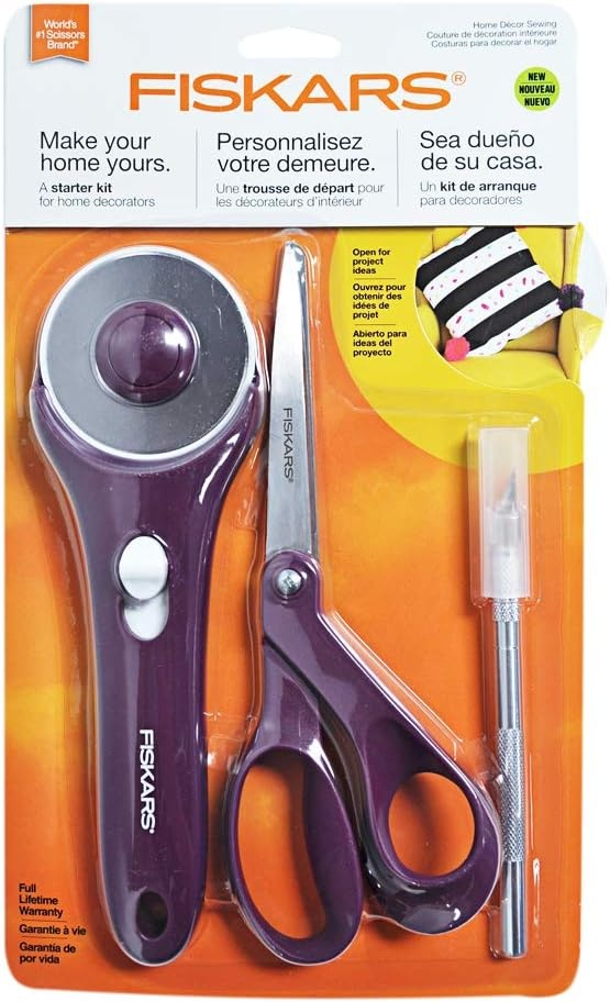 Fiskars Crafts Fiskars Home Décor Sewing Starter Kit (3pc), Purple 3 Count