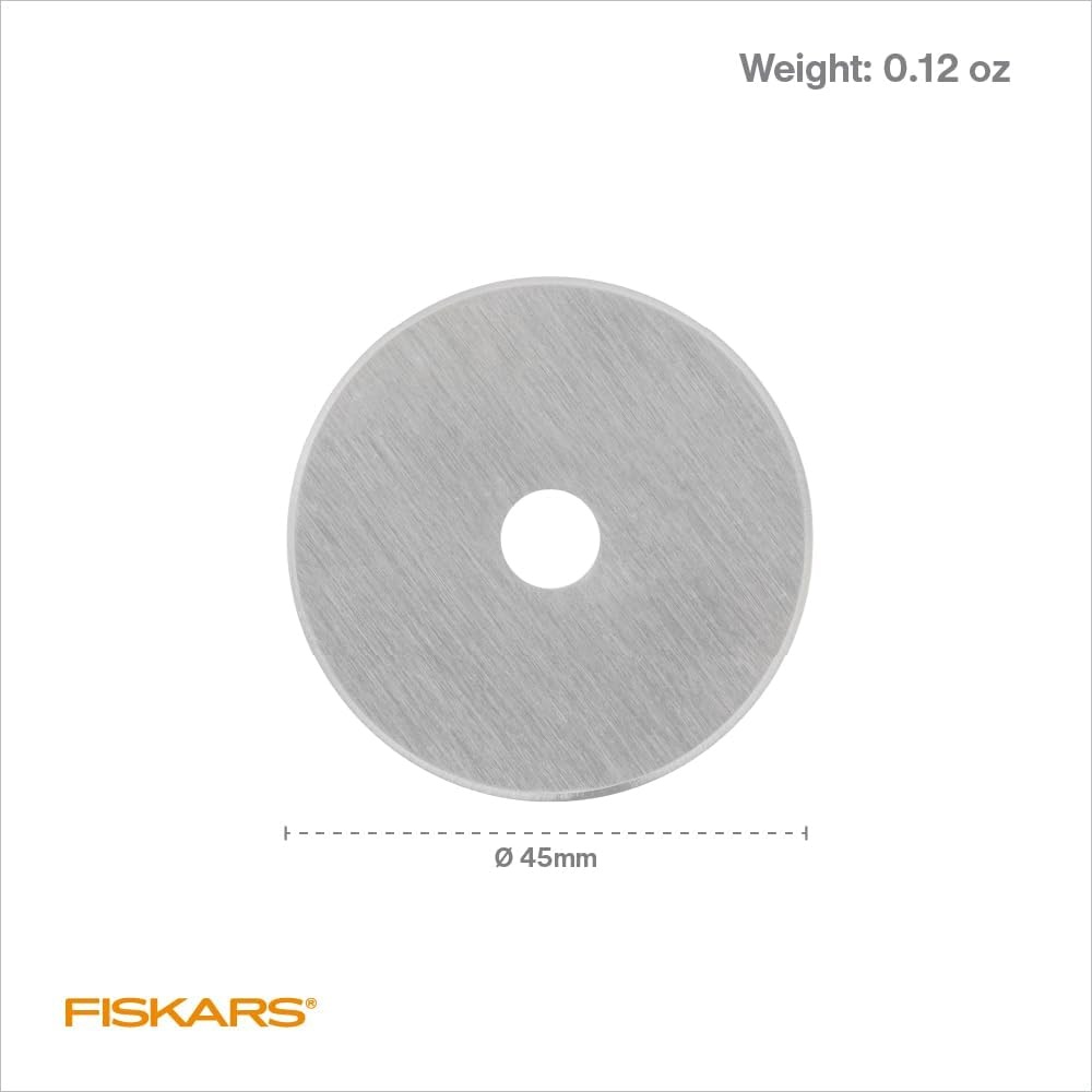 Fiskars 45mm Rotary Blades (5 Pack) – Rotary Cutter Blade Replacement – Crafts, Sewing, and Quilting Projects – Grey
