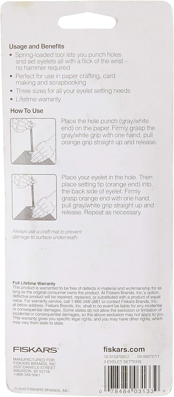 Fiskars Eyelet Setters, 3 Piece Set (12-31337097)