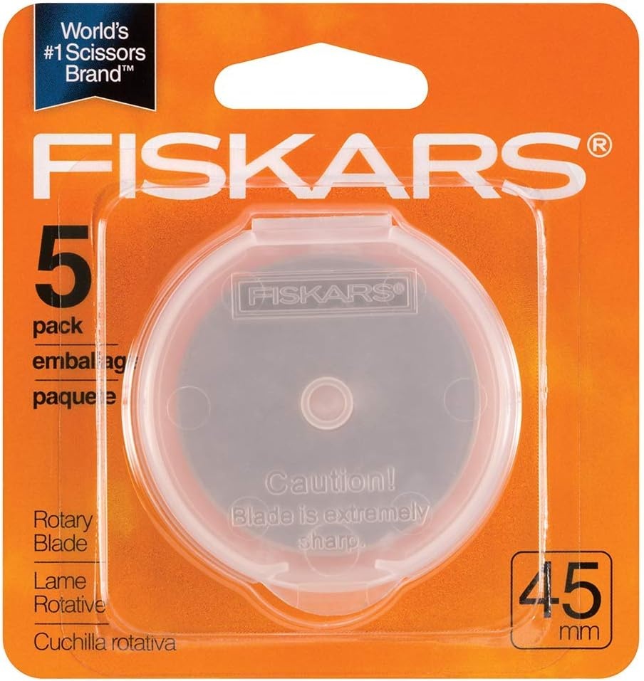 Fiskars Rotary Cutter 45mm Replacement Blades – 5-Pack – 45mm Stainless Steel Rotary Cutter Blade – Craft Supplies