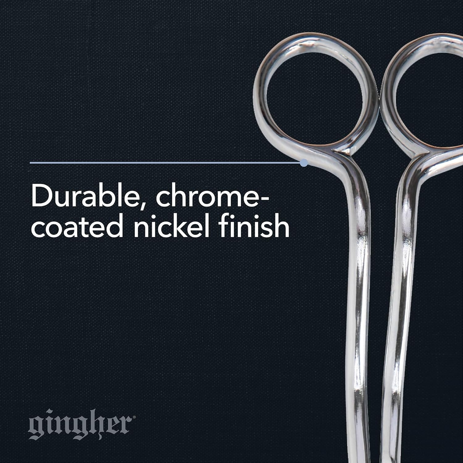 Gingher 4″ Embroidery Scissors, Precision Craft Scissors, Hand-Tuned Blades & Double Loop Handle, Chrome Plated Nickel Finish(6″ Double Curved)