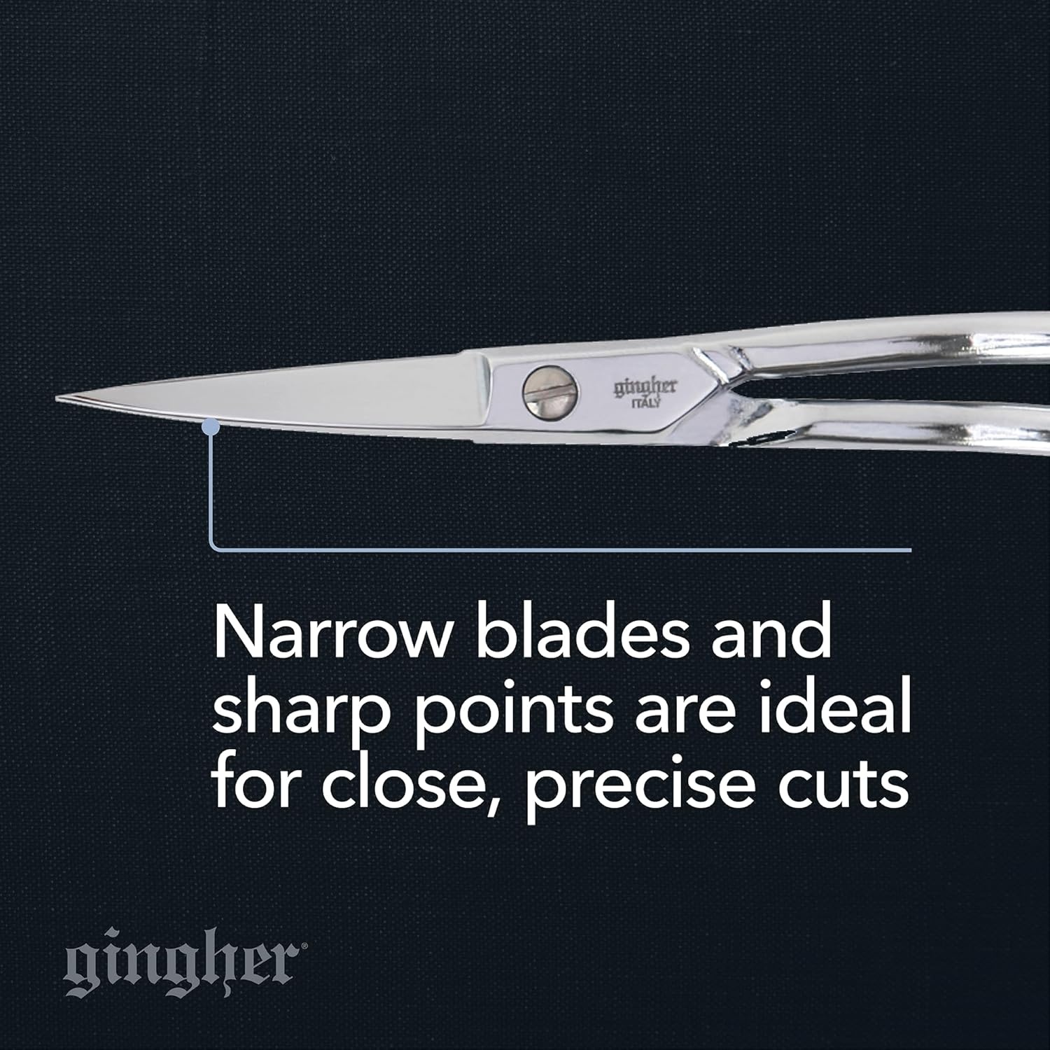 Gingher 4″ Embroidery Scissors, Precision Craft Scissors, Hand-Tuned Blades & Double Loop Handle, Chrome Plated Nickel Finish(6″ Double Curved)