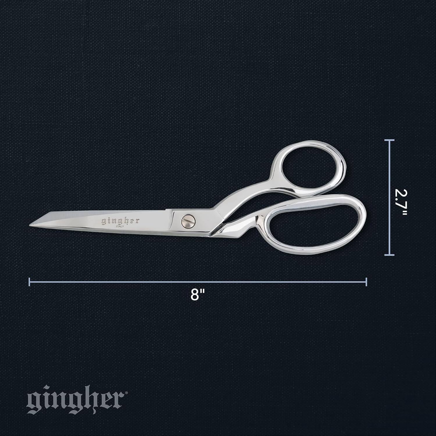 Gingher 8″ Serrated Dressmaker’s Fabric Scissors with Protective Sheath, Stainless Steel Shears that Grips Fabric, Sharp Knife Edge Fabric Scissors, Chrome Plated Nickel Finish
