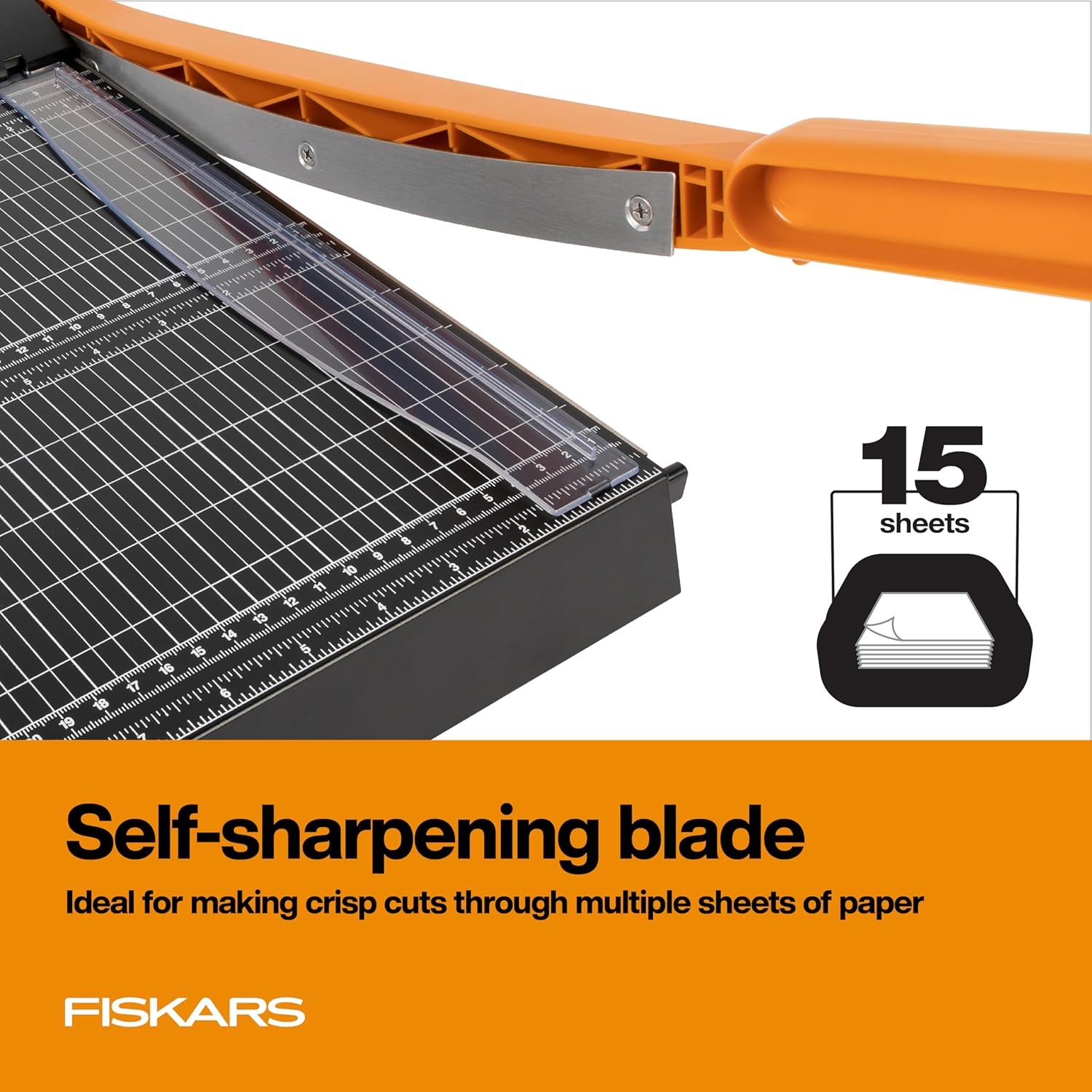 Fiskars Recycled Bypass Guillotine Paper Cutter, 12″ Cut Length, Self-Sharpening, Paper Trimmer for Crafting and Scrapbooking, Arts and Crafts Supplies, Photo Cutter with 30% Recycled Materials