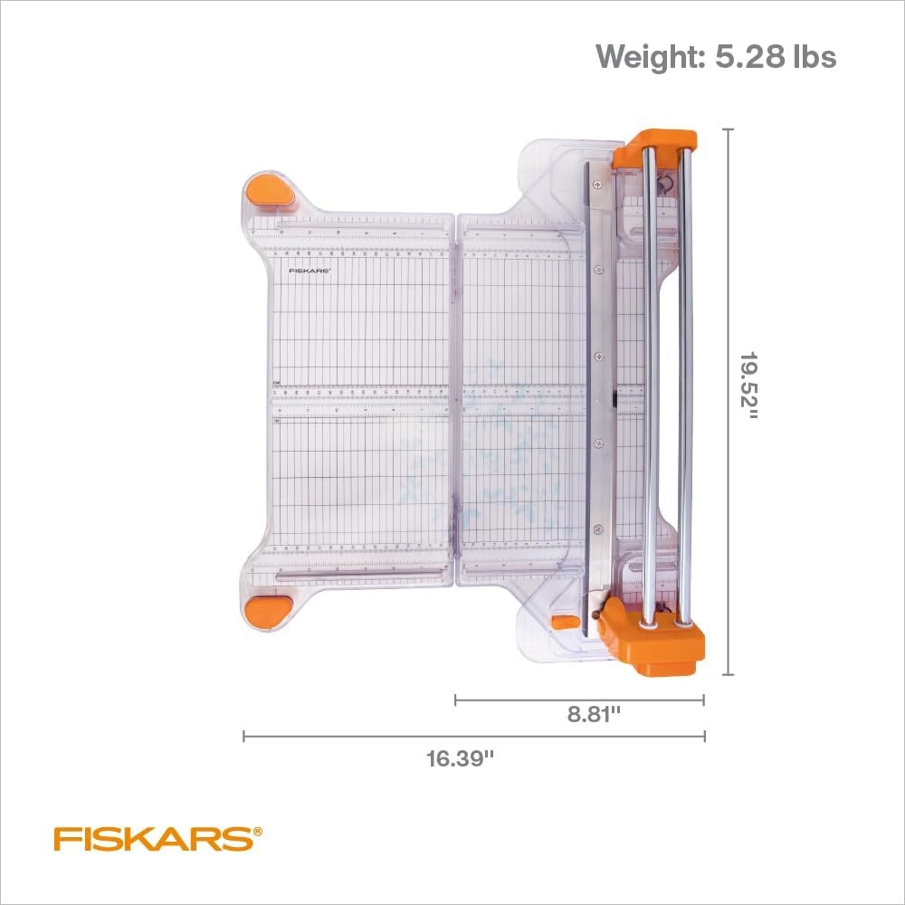 Fiskars ProCision Rotary Bypass Paper Trimmer, 12″ Cut Length, Self-Sharpening, Paper Trimmer for Crafting and Scrapbooking, Arts and Crafts Supplies, Photo Cutter