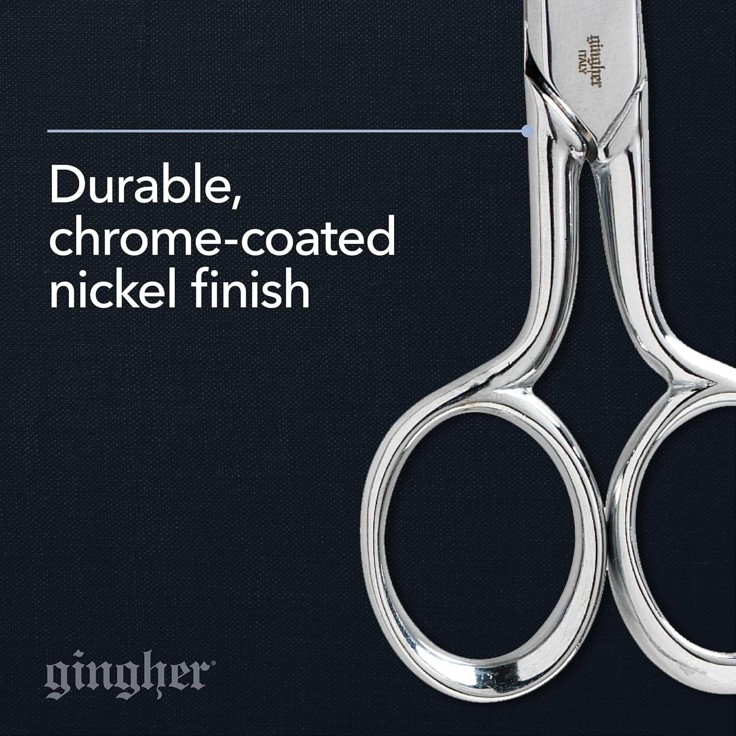 Gingher 4″ Embroidery Scissors, Precision Craft Scissors, Hand-Tuned Blades & Double Loop Handle, Chrome Plated Nickel Finish(5″ Knife Edge Sewing)