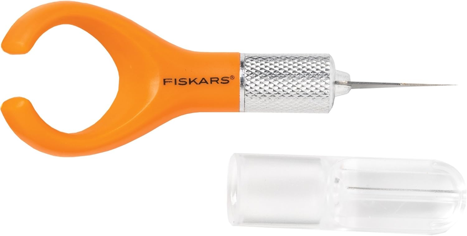 Fiskars Easy Change Medium Duty Precision Craft Knife Cutting and Carving Set, Softgrip and Ideal for Precise Cutting, Includes 12 blades, Orange/White(Knife)