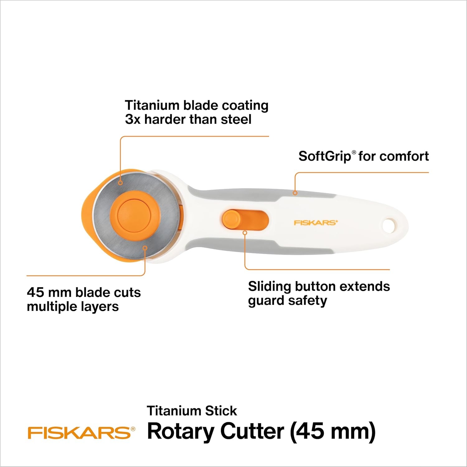 Fiskars Easy Change Stick Rotary Cutter (45 mm) White(Softgrip Stick)