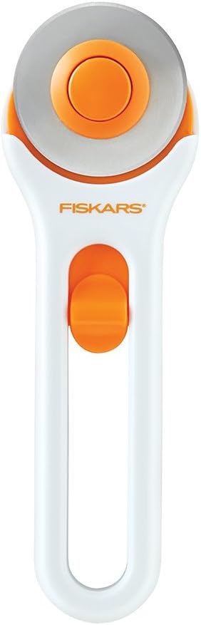 Fiskars Loop Rotary Cutter, Explore Collection Ultra Lilac, Precision-Ground Steel Blade for Fabric, Felt and Vinyl, 45mm(Paper Edger White)