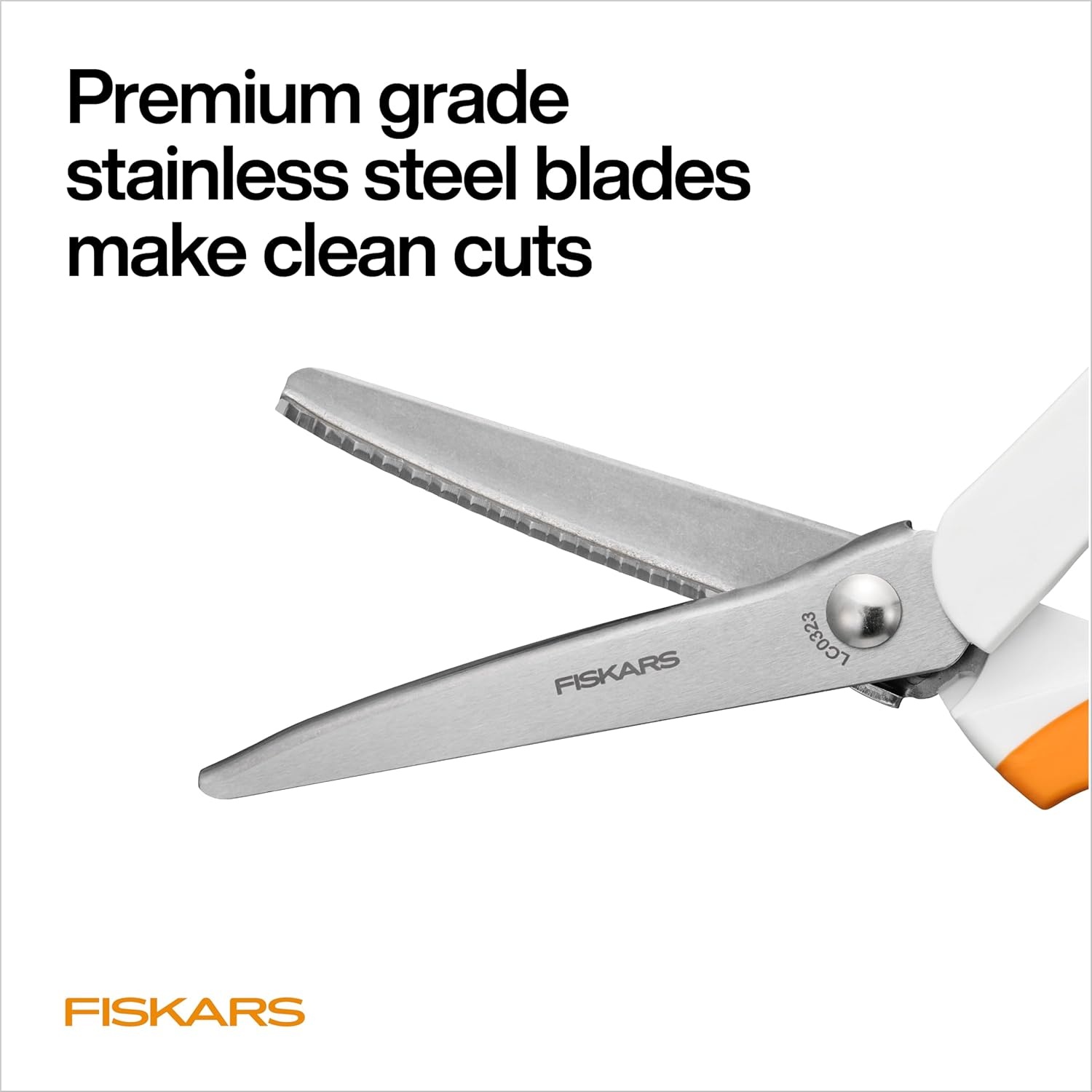 Fiskars Pinking Shears, Gifts for Mom, Fabric Scissors with Ergonomic Handle,Zig Zag Edge and Stainless Steel Blades, Orange/White(Soft Grip)