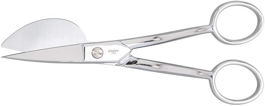 Gingher Applique Scissors – 6″ Paddle-Shaped Scissors for Needlework and Rug Making – Silver(Silver)