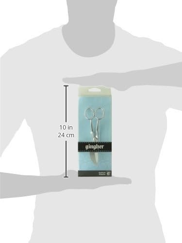 Gingher Applique Scissors – 6″ Paddle-Shaped Scissors for Needlework and Rug Making – Silver(Silver)