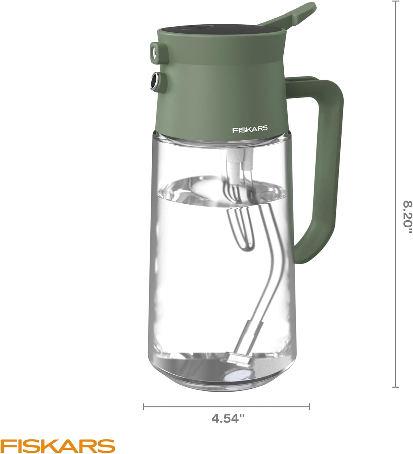 Fiskars Glass Watering Can for Indoor Plants, Small Pitcher for Succulents & Herbs, Easy Fill Top Design and Mess Free Pouring with Narrow Spout for House Plants, Modern Decor Style, 17 oz, Clear(Mist/Pour Combo)